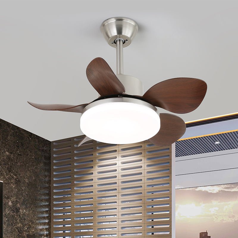 Walnut-Finish Wooden Blades Integrated LED Ceiling Fan (Remote Control)
