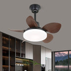 Walnut-Finish Wooden Blades Integrated LED Ceiling Fan (Remote Control)