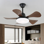 Walnut-Finish Wooden Blades Integrated LED Ceiling Fan (Remote Control)