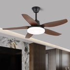 Walnut-Finish Wooden Blades Integrated LED Ceiling Fan (Remote Control)