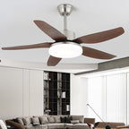 Walnut-Finish Wooden Blades Integrated LED Ceiling Fan (Remote Control)