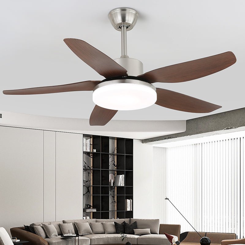 Walnut-Finish Wooden Blades Integrated LED Ceiling Fan (Remote Control)