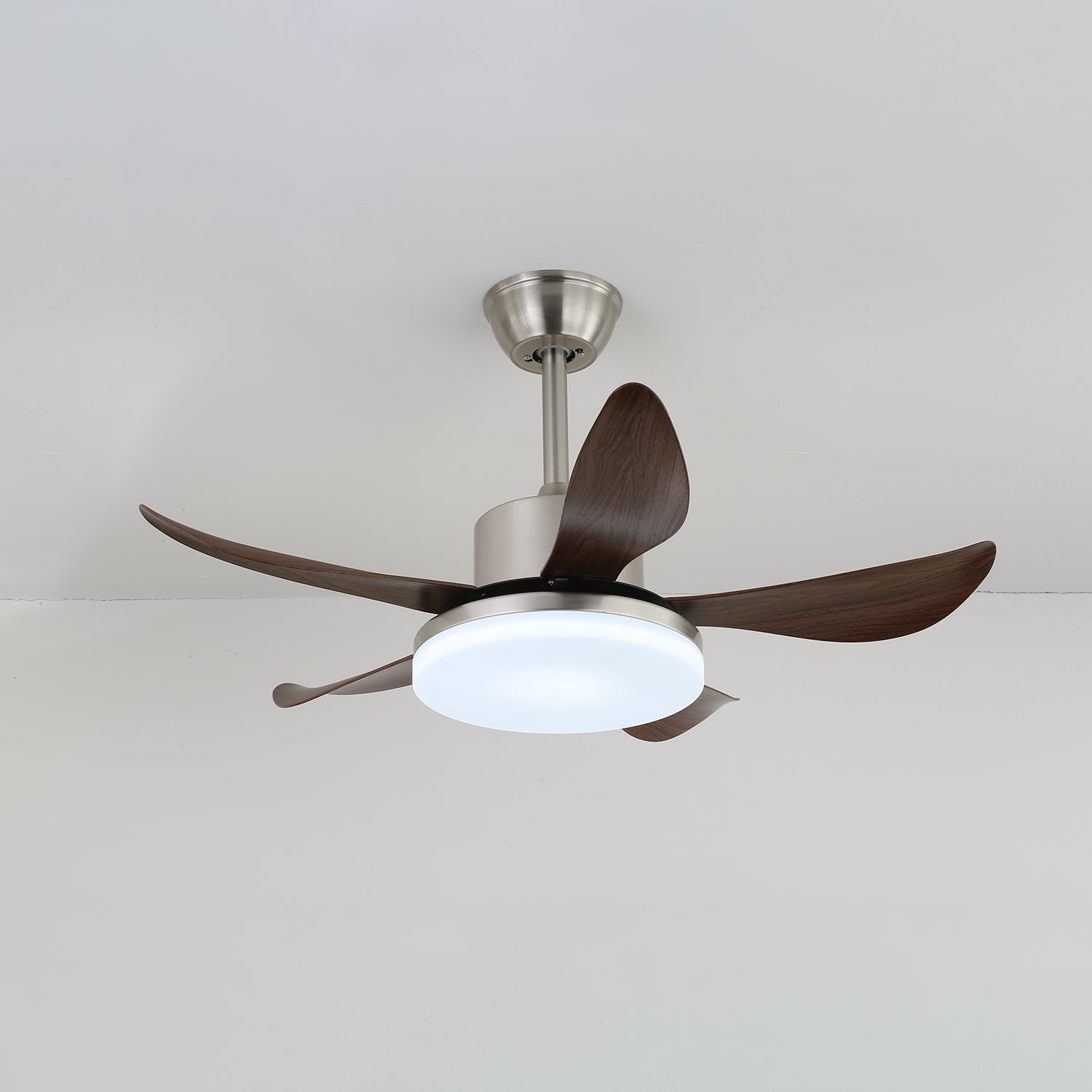 Walnut-Look Integrated LED Remote-Control Ceiling Fan (91 cm Span)