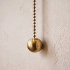 Walnut Wood Brass Pull-Cord Wall Sconce (Hardwired)