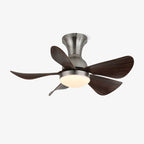 Walnut Wood-Look DC Motor Integrated LED Ceiling Fan (70 cm)
