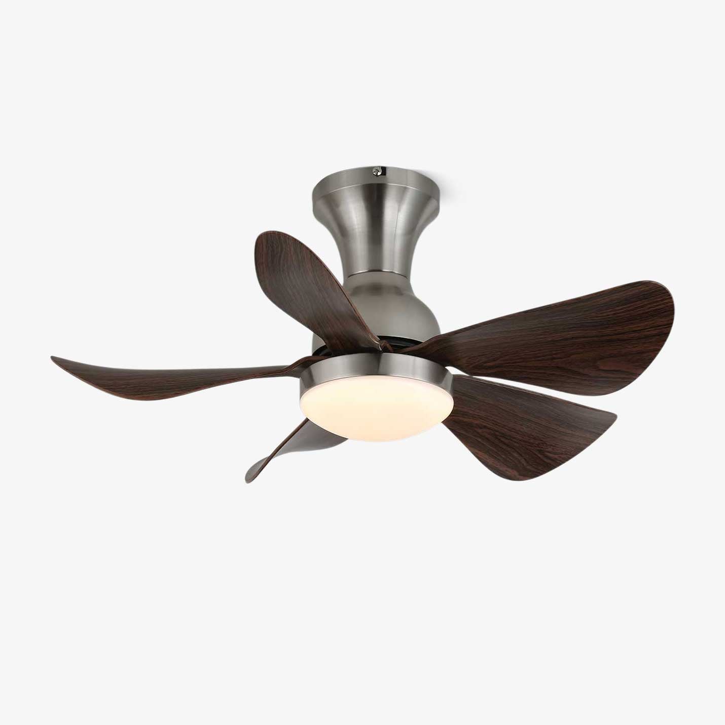 Walnut Wood-Look DC Motor Integrated LED Ceiling Fan (70 cm)