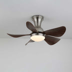 Walnut Wood-Look DC Motor Integrated LED Ceiling Fan (70 cm)