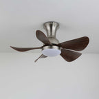 Walnut Wood-Look DC Motor Integrated LED Ceiling Fan (70 cm)