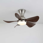 Walnut Wood-Look DC Motor Integrated LED Ceiling Fan (70 cm)