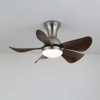 Walnut Wood-Look DC Motor Integrated LED Ceiling Fan (70 cm)