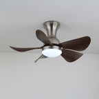 Walnut Wood-Look DC Motor Integrated LED Ceiling Fan (70 cm)