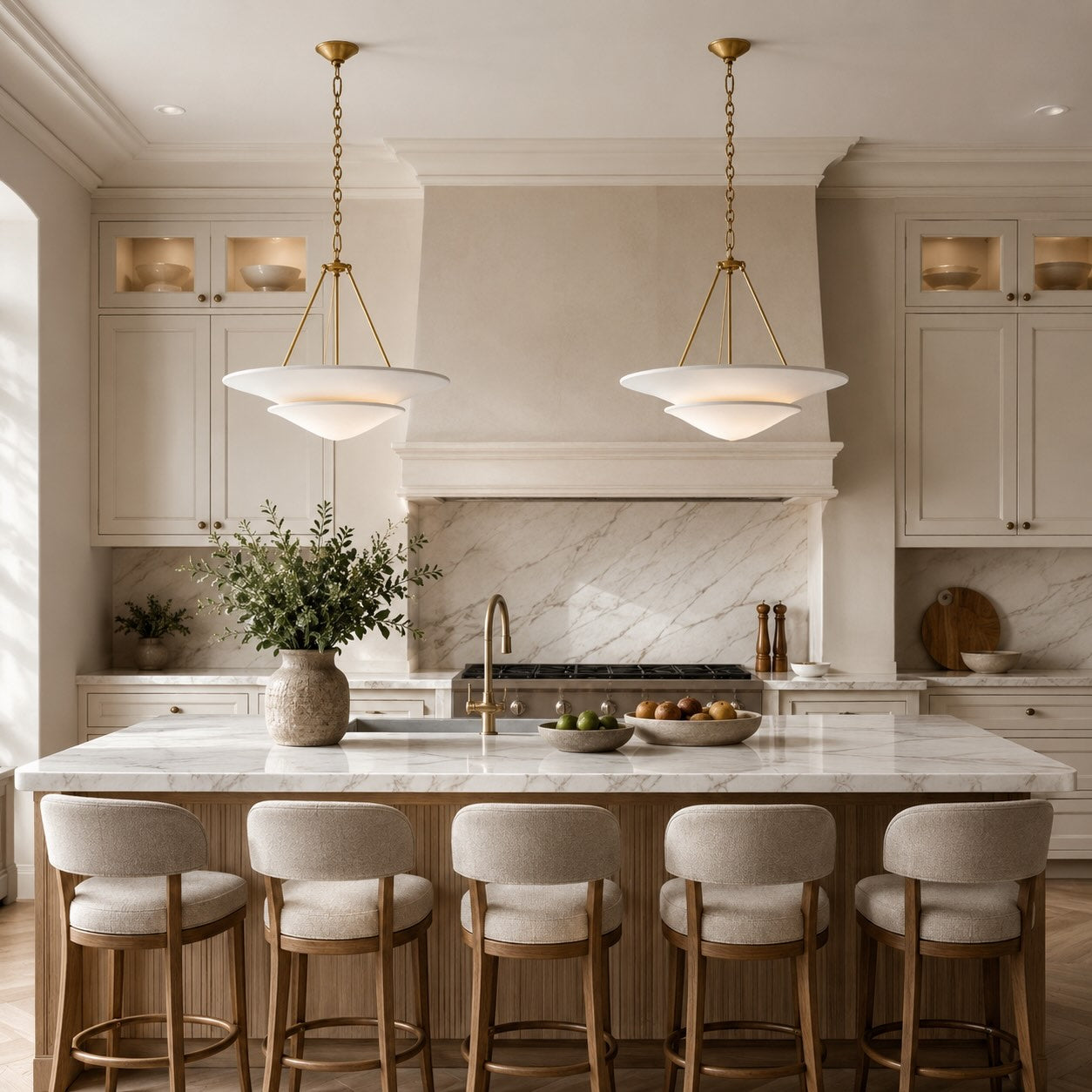 Warm 12W LED Copper & Plaster Chandelier (Adjustable Chain)