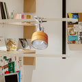 Warm Ambient Wood & Iron Bedside Lamp