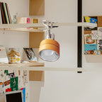 Warm Ambient Wood & Iron Bedside Lamp