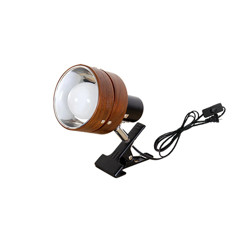 Warm Ambient Wood & Iron Bedside Lamp