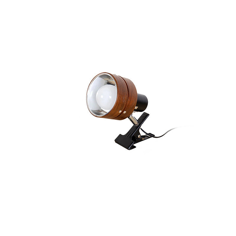 Warm Ambient Wood & Iron Bedside Lamp