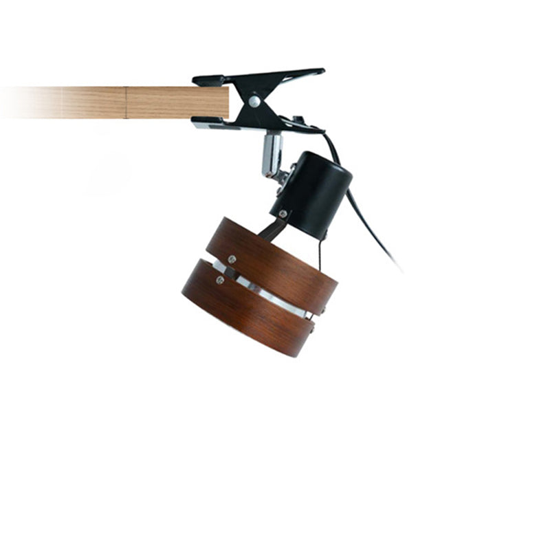 Warm Ambient Wood & Iron Bedside Lamp