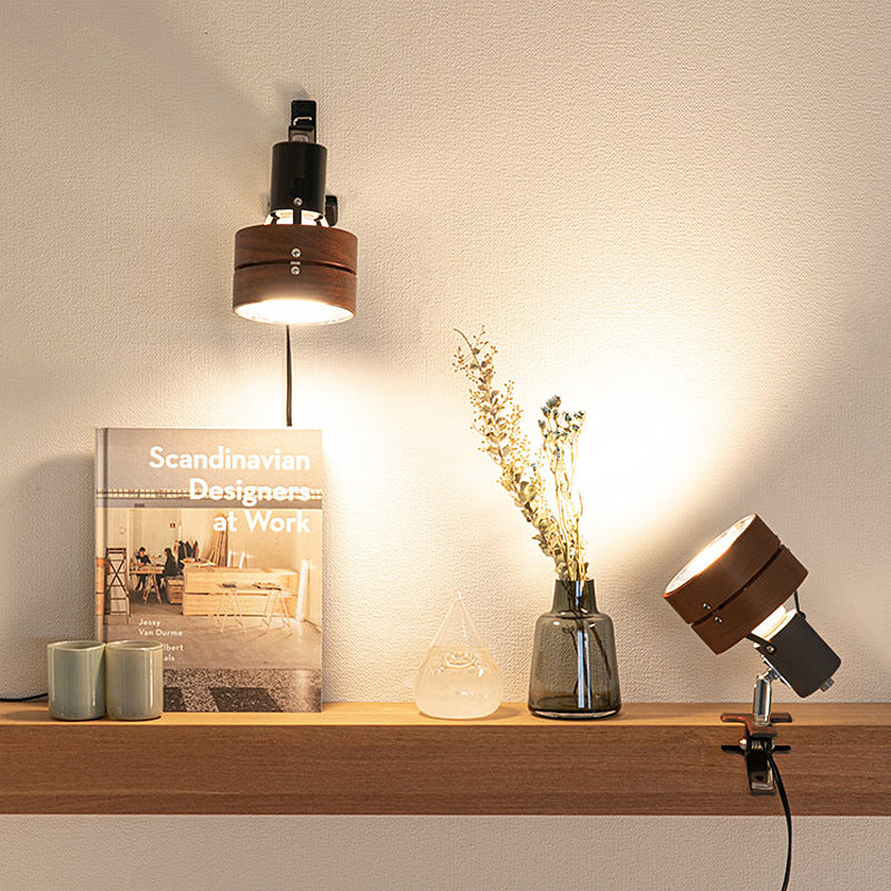 Warm Ambient Wood & Iron Bedside Lamp