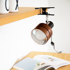 Warm Ambient Wood & Iron Bedside Lamp