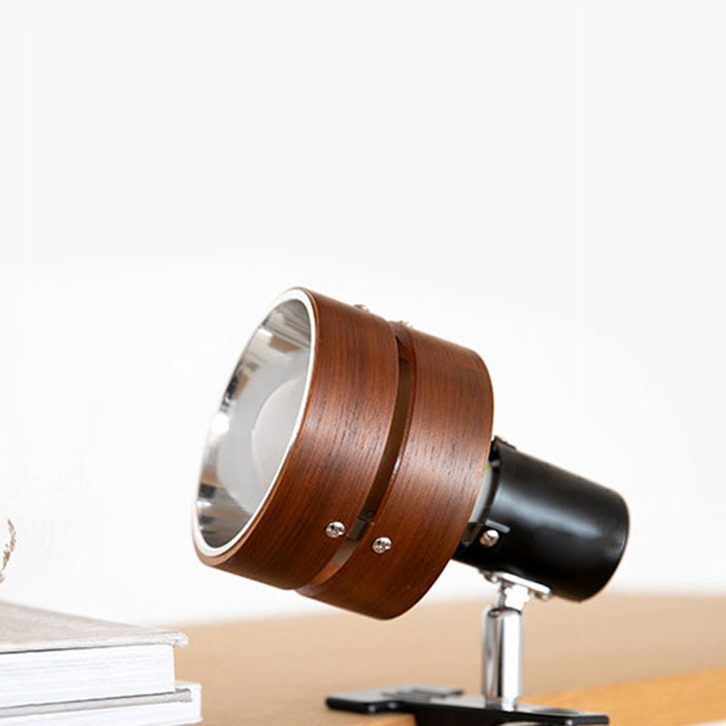 Warm Ambient Wood & Iron Bedside Lamp