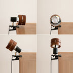 Warm Ambient Wood & Iron Bedside Lamp