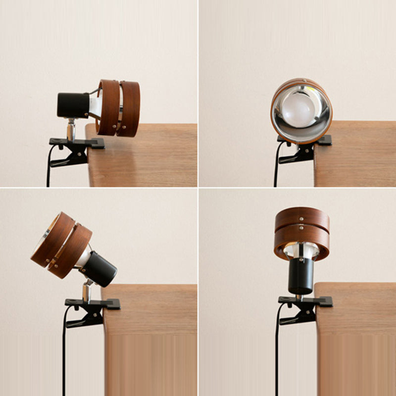Warm Ambient Wood & Iron Bedside Lamp
