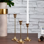 Warm Gold Graduated Taper Candle Holders (Set of 3)