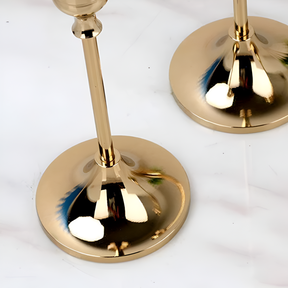 Warm Gold Graduated Taper Candle Holders (Set of 3)