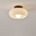 Warm LED Cream Glass Flush Mount Ceiling Light