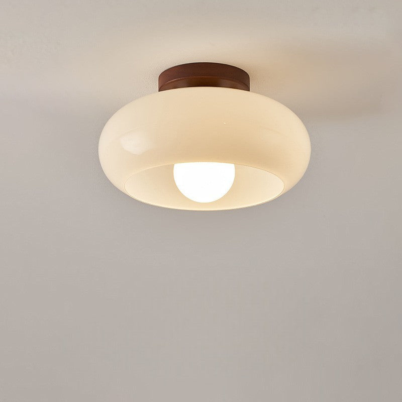 Warm LED Cream Glass Flush Mount Ceiling Light