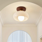 Warm LED Cream Glass Flush Mount Ceiling Light