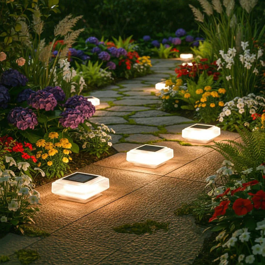 Warm LED Solar-Powered Weatherproof Pillar Light