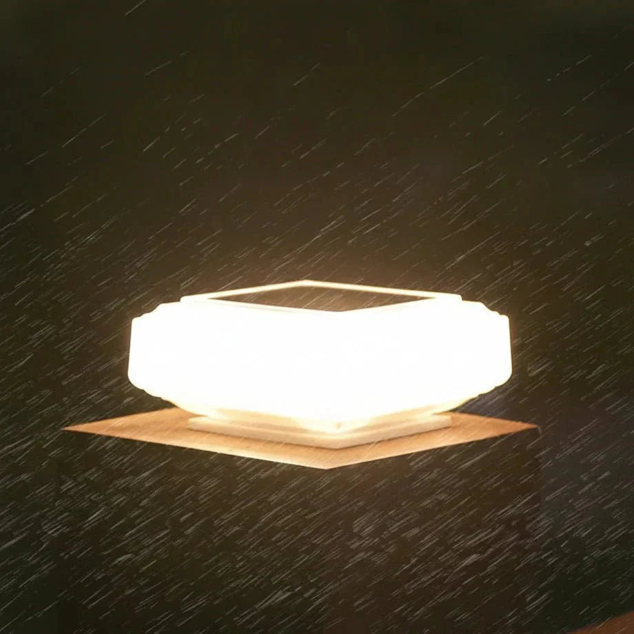 Warm LED Solar-Powered Weatherproof Pillar Light