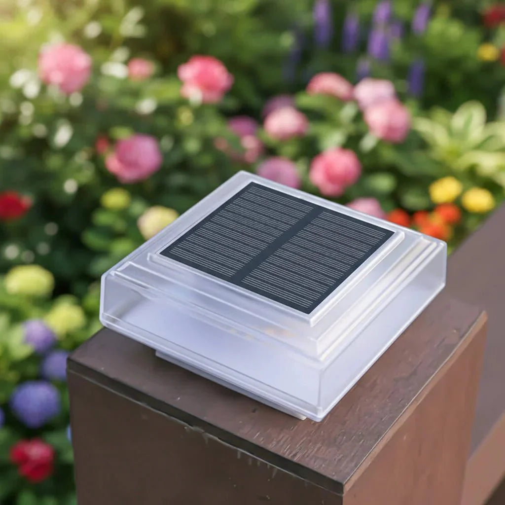 Warm LED Solar-Powered Weatherproof Pillar Light