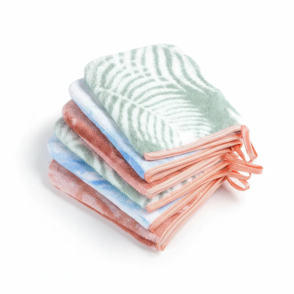 Wash Mitts Set 6-Piece Coral Fleece Sensitive Skin