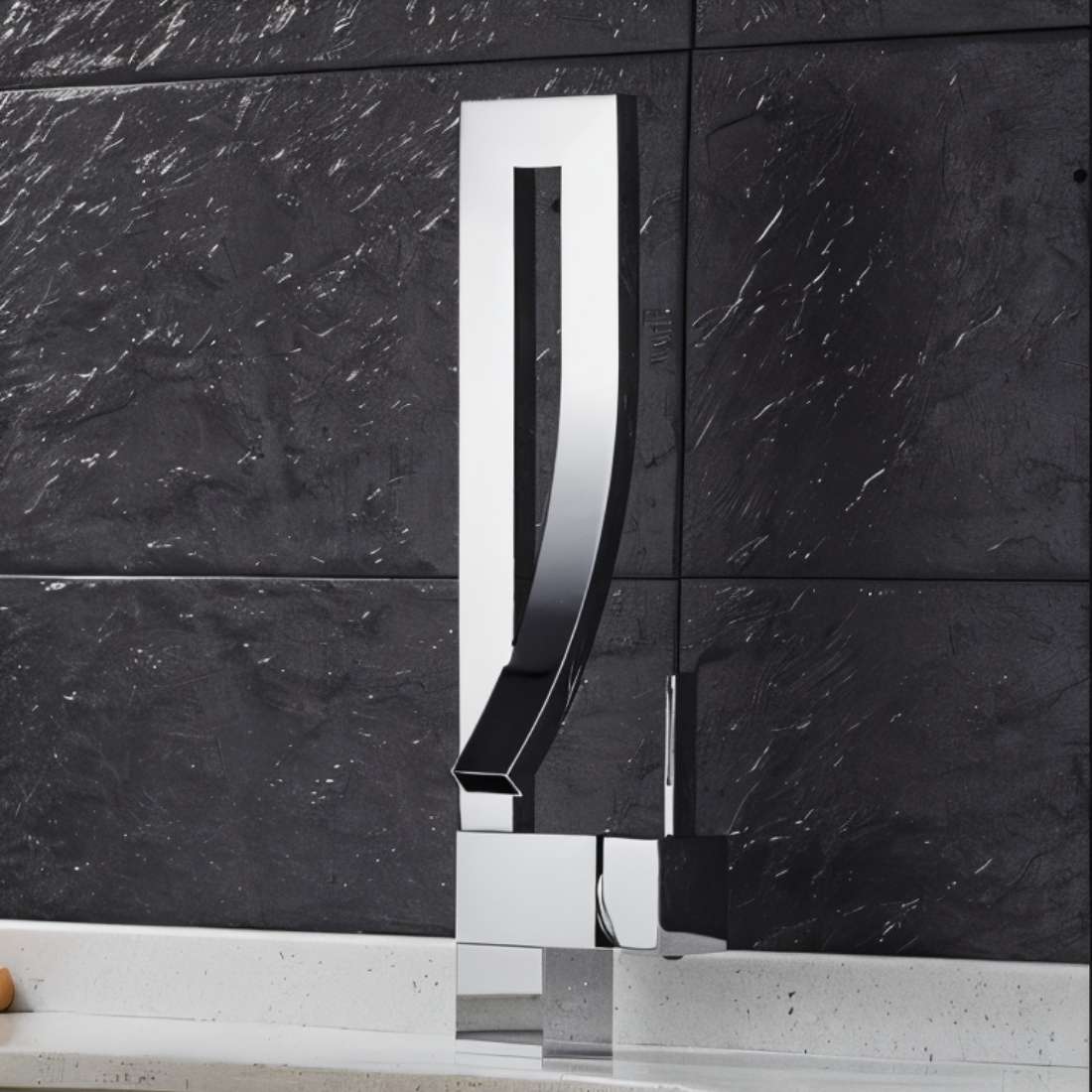 Washbasin Faucet Sculptural Open Spout Single-Handle 35 cm