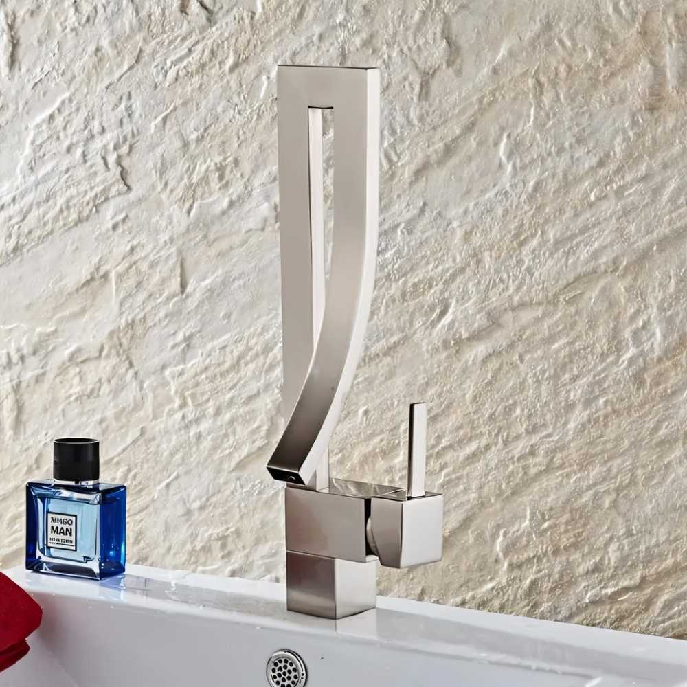 Washbasin Faucet Sculptural Open Spout Single-Handle 35 cm