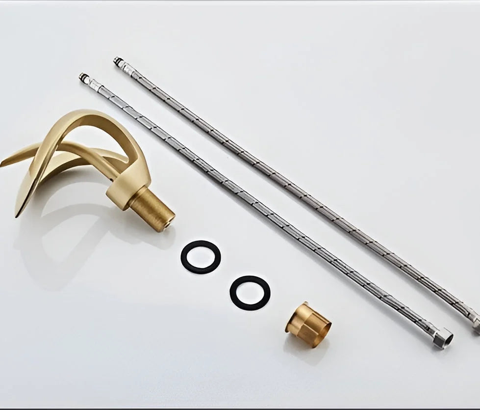 Washbasin Faucet Waterfall Spout Solid Brass Single-Handle