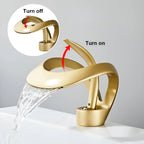 Washbasin Faucet Waterfall Spout Solid Brass Single-Handle