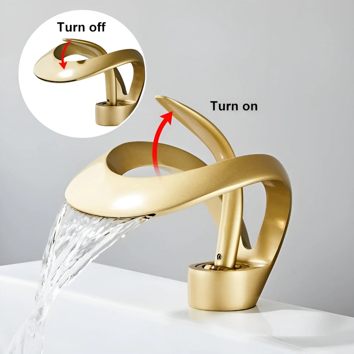 Washbasin Faucet Waterfall Spout Solid Brass Single-Handle