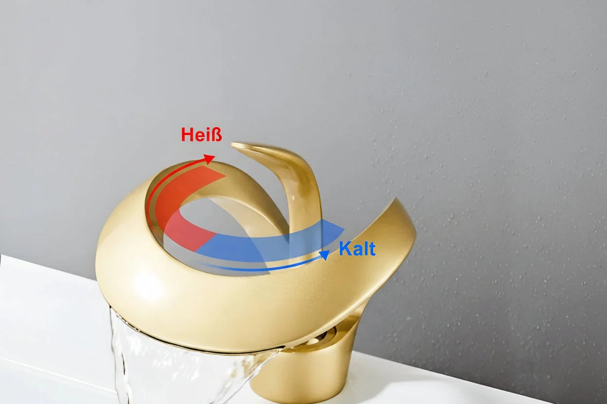 Washbasin Faucet Waterfall Spout Solid Brass Single-Handle