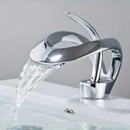 Washbasin Faucet Waterfall Spout Solid Brass Single-Handle