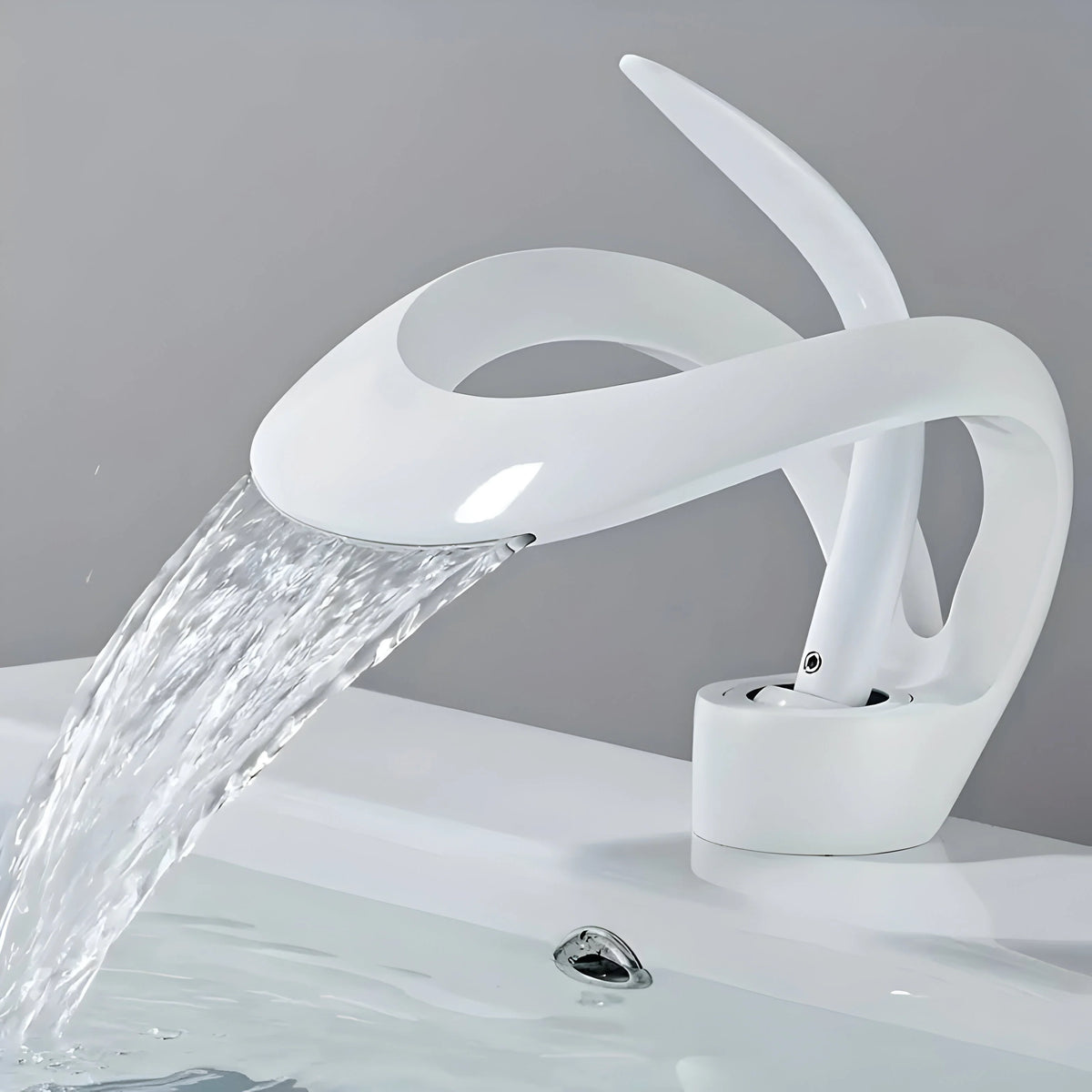 Washbasin Faucet Waterfall Spout Solid Brass Single-Handle