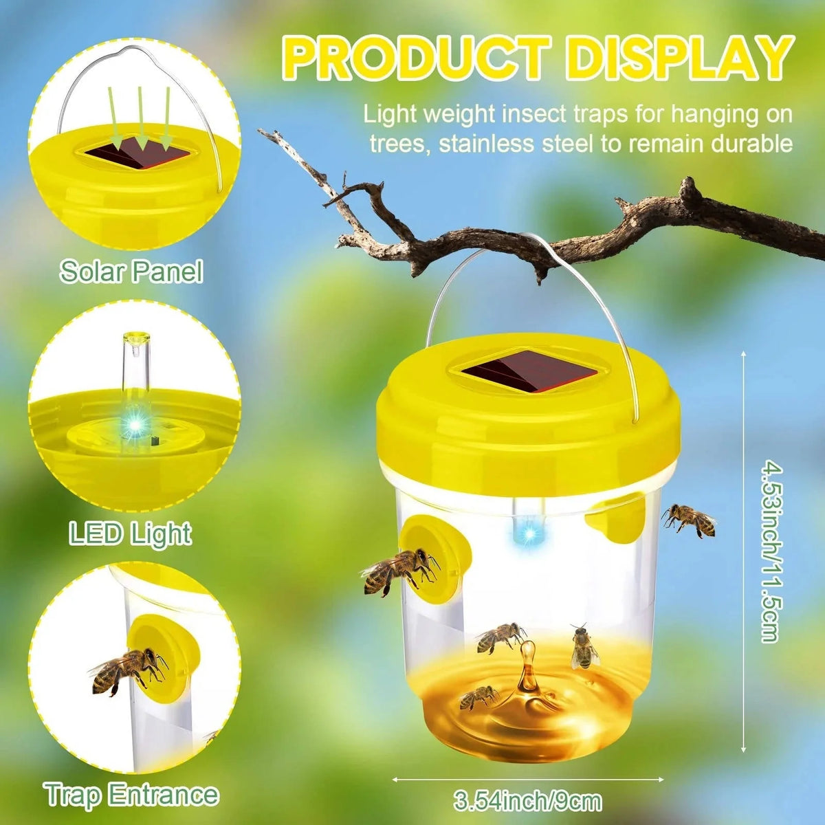 Wasp & Bee Trap Solar UV Light Dual-Entry 6-Pack