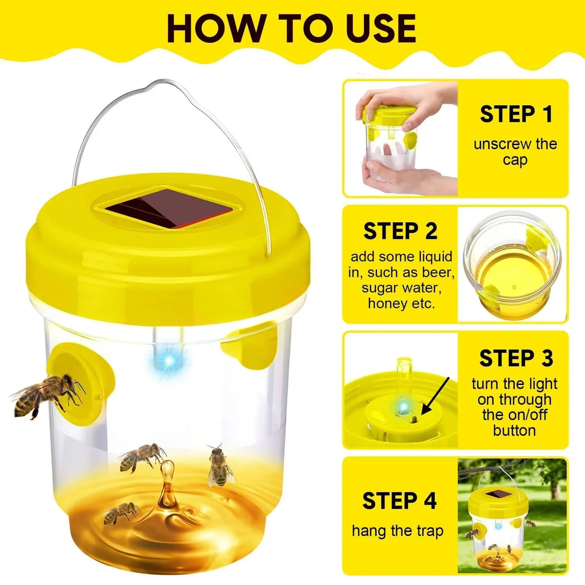 Wasp & Bee Trap Solar UV Light Dual-Entry 6-Pack