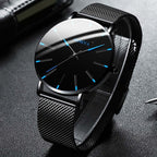 Watch Slim Stainless Steel Case & Leather Band