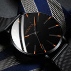 Watch Slim Stainless Steel Case & Leather Band
