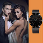 Watch Slim Stainless Steel Case & Leather Band