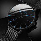 Watch Slim Stainless Steel Case & Leather Band