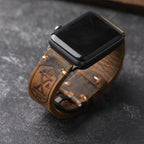 Watch Strap Full-Grain Leather Hand-Stitched Stainless Steel Adapters